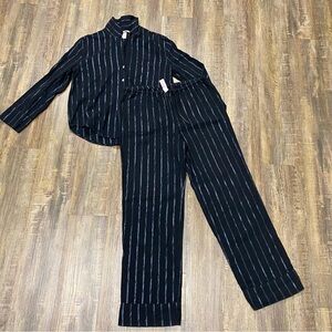 Victoria's Secret Black and Blue Striped Pajama Set